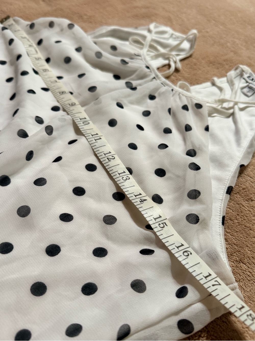 Express White Mini Skirt with Black Polka Dots